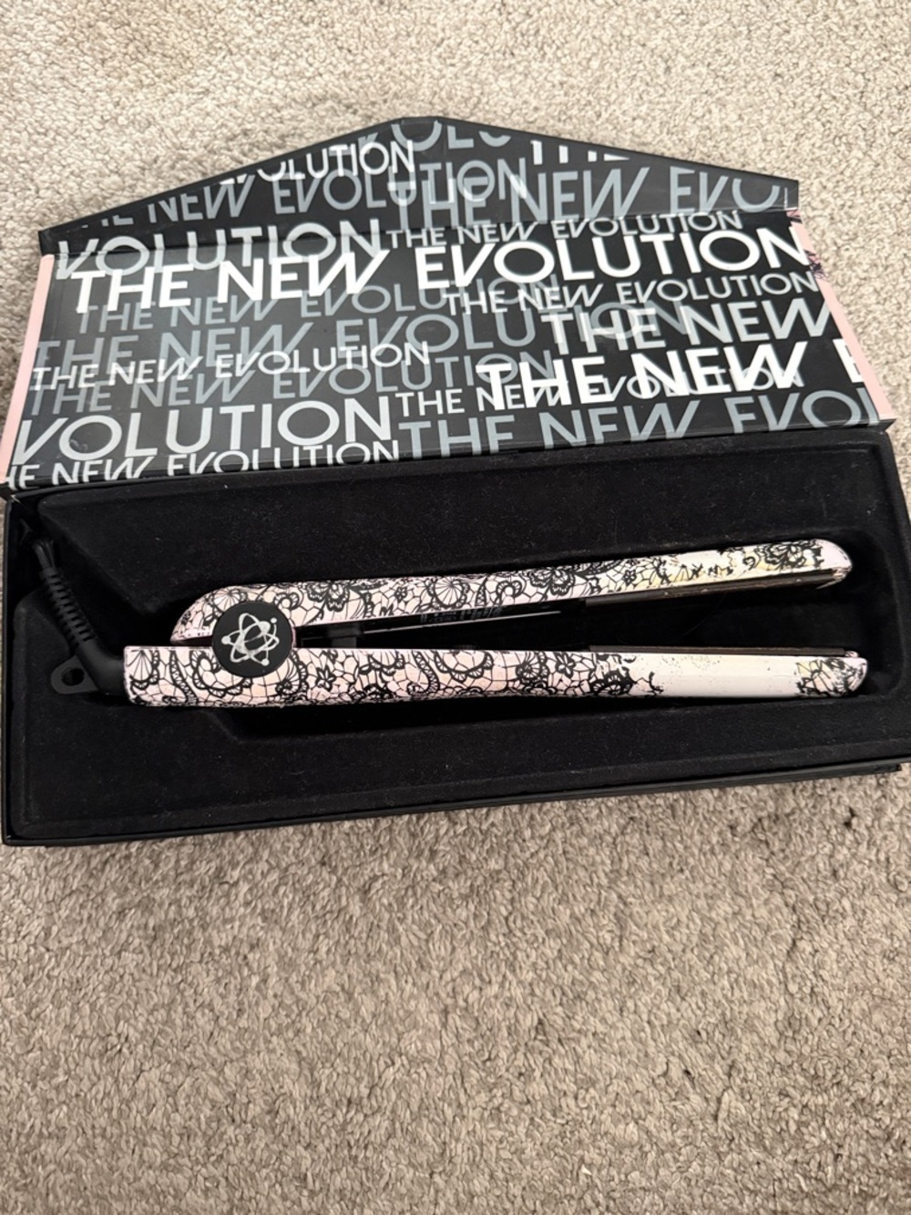 The New Evolution Pink & Black Floral Hair Straightener